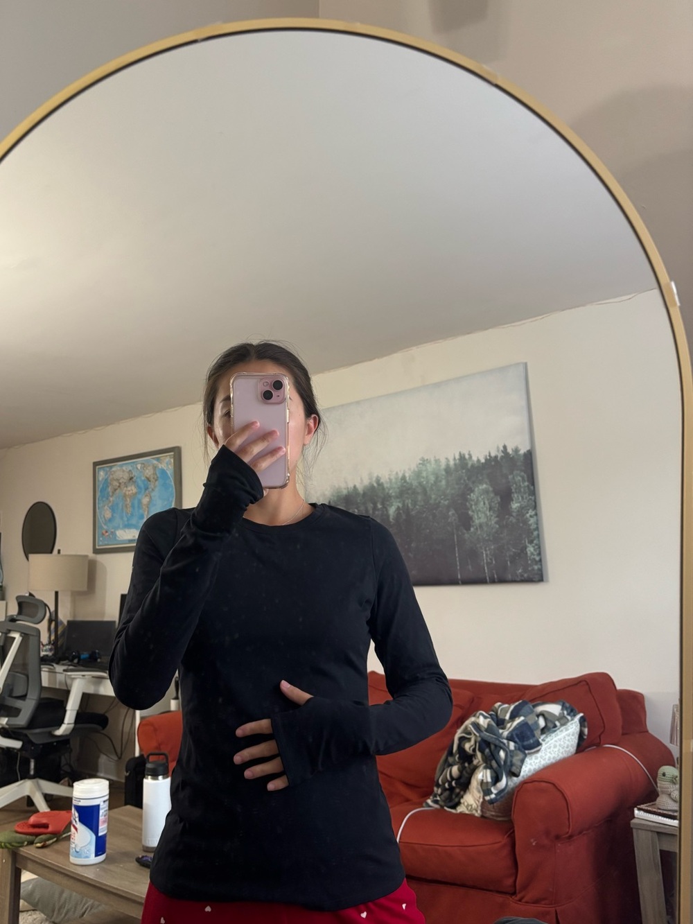 ALO Yoga Black Long-Sleeve Thumbhole Top